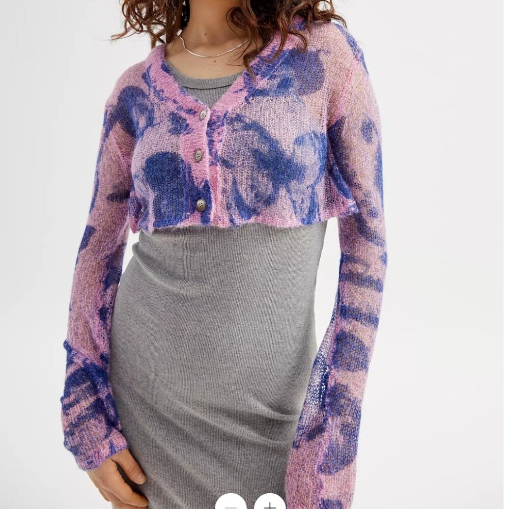 UO Sadie Printed Semi-Sheer Cardigan XL NWT